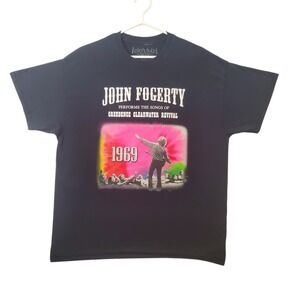 John Fogerty Creedence Clearwater Revival 1969 Graphic T-Shirt Mens XL Black USA